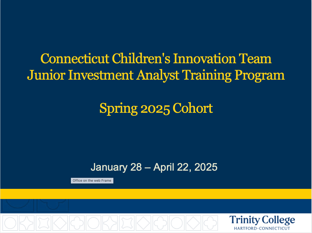 Header slide with the dates of the program